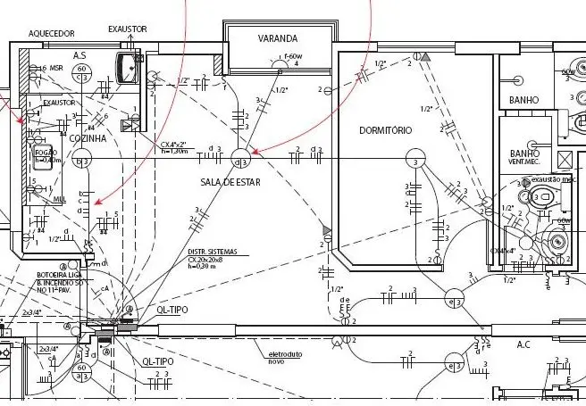 Planta elétrica para residencia feito em CAD